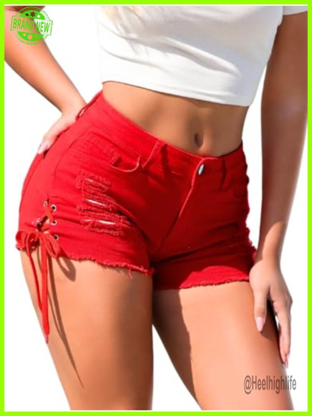 Distressed Low Rise Cut Off Jean Shorts Mini Jorts with Pockets